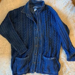 Blue Willi’s cable knit indigo dyed cardigan
